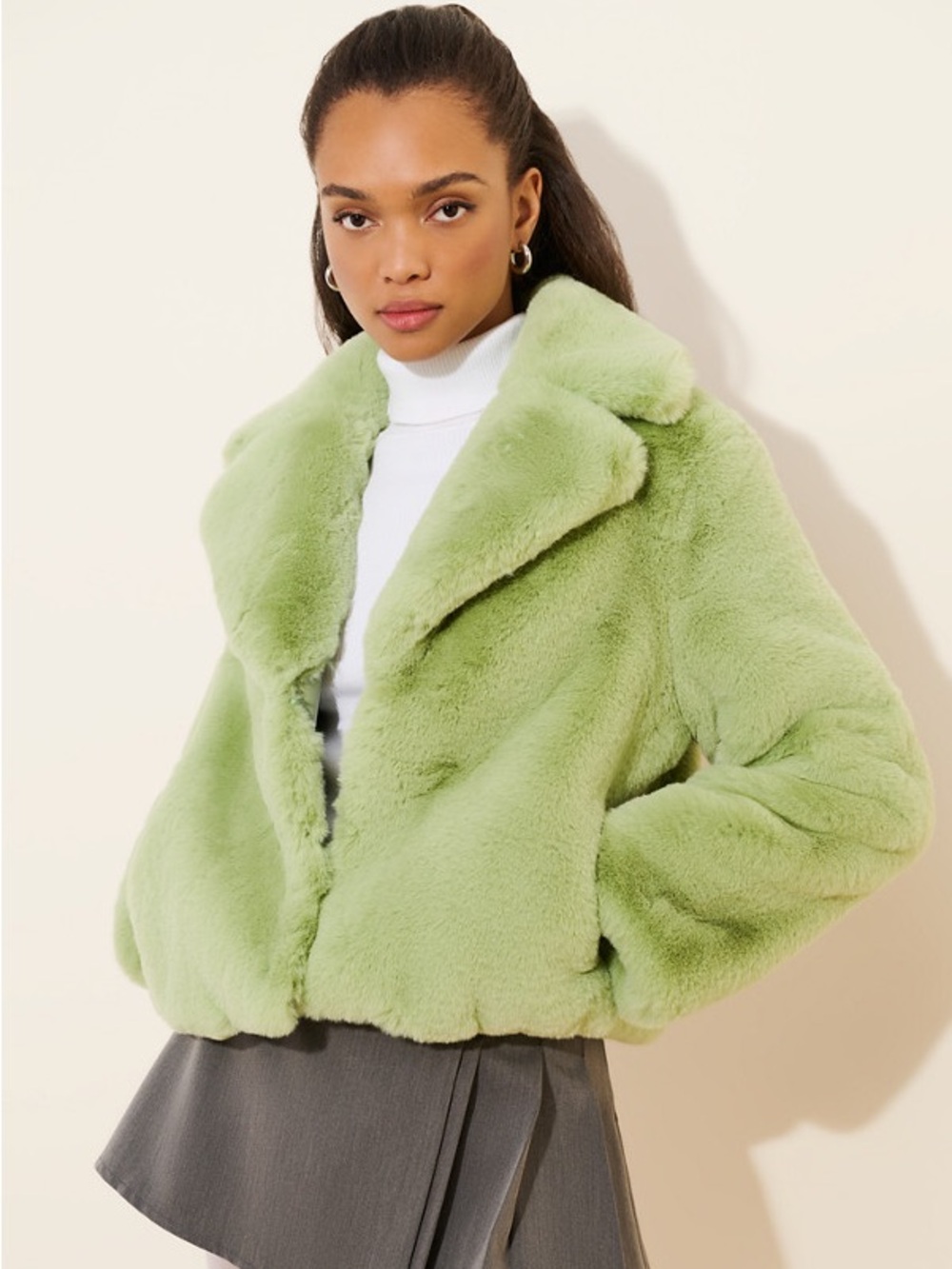 Apparis Miller Mint Green Faux Fur Jacket